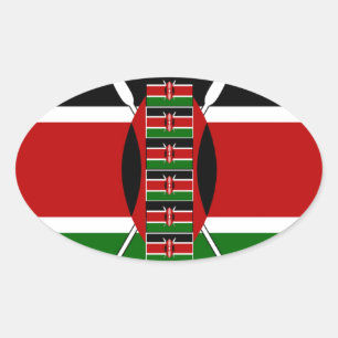 Kenia Naadloze Miniatuur Vlaggen Grens Lijsten Art Ovale Sticker