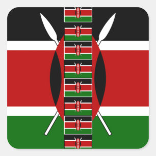 Kenia Naadloze Miniatuur Vlaggen Grens Lijsten Art Vierkante Sticker