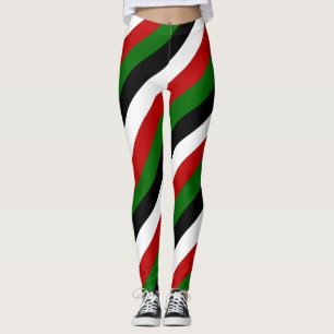Kenia National Flag Colors Diagonal Striped Leggings