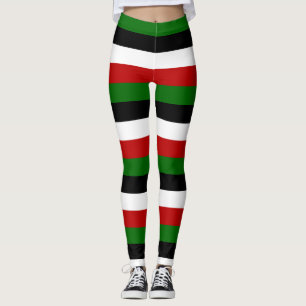Kenia National Flag Colors Horizontal Striped Leggings