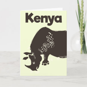 Kenia Neushoorn Afrikaanse vintage poster Feestdagen Kaart