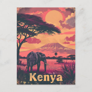 Kenia Olifant Sunset Briefkaart