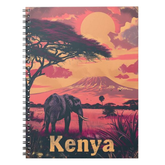 Kenia Olifant Sunset Notitieboek (Voorkant)
