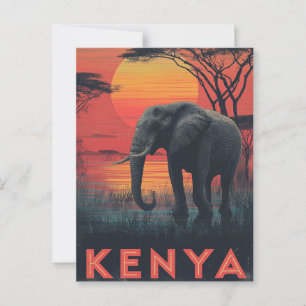 Kenia Olifant vintage Briefkaart