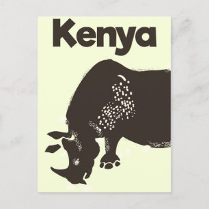 Kenia Rhino African vintage poster Briefkaart
