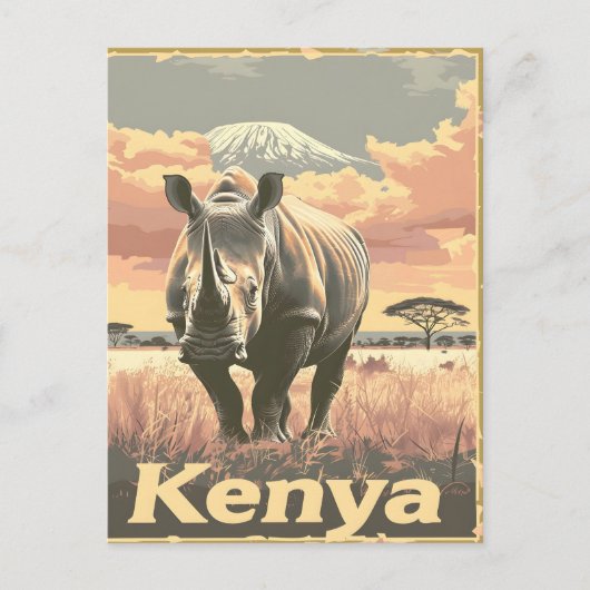 Kenia Rhino  Briefkaart (Voorkant)
