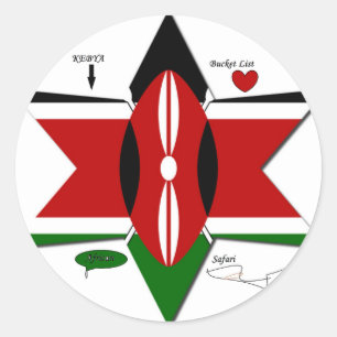 Kenia Star nationale safari vlag kleuren emmerlijs Ronde Sticker