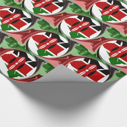 Kenia Viering Kleurrijke Vlag Kaart Vector Kunstwe Cadeaupapier (Hoek)
