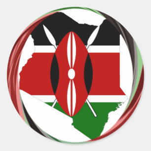 Kenia Viering Kleurrijke Vlag Kaart Vector Kunstwe Ronde Sticker
