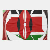 Kenia Viering Kleurrijke Vlag Kaart Vector Kunstwe Theedoek (Horizontaal)
