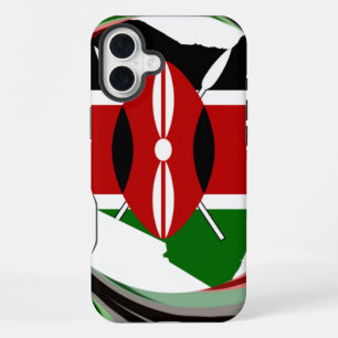 Kenia-vierings Kleurrijke Vlag Kaart Vector Kunstw iPhone 16 Plus Hoesje