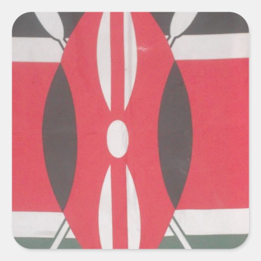 Kenia Vlag Harambe Ontwerp Vierkante Sticker (Voorkant)