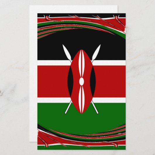 Kenia Vlag Kunst – Patriottisch & Modern Design Briefpapier (Voorkant / Achterkant)