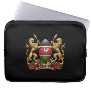 Kenia Wapen wapenschild embleem land vlag leeuw Laptop Sleeve