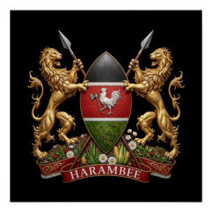 Kenia Wapen wapenschild embleem land vlag leeuw Perfect Poster
