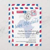 KENIA Zuid-Afrika Airmail Wedding Save the Date Aankondigingskaart (Voorkant / Achterkant)