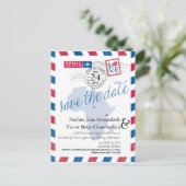 KENIA Zuid-Afrika Airmail Wedding Save the Date Aankondigingskaart (Staand voorkant)