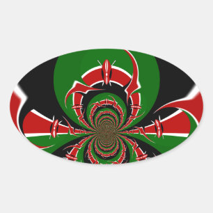 Kenia Zwart rood groen nationale vlag kleuren ontw Ovale Sticker