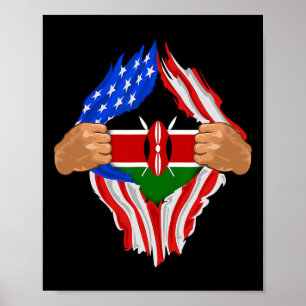 Keniaans bloed in mij Keniaanse vlag cadeau Poster