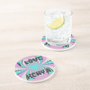 Keniaans Hart Kunst: Ik hou van Kenia Paars Cyaan  Zandsteen Onderzetter