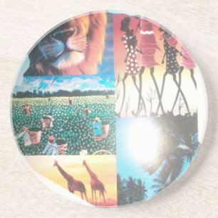 Keniaans tapijt: wildlife, cultuur en kuststrand zandsteen onderzetter