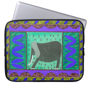 Keniaanse ellefant blauw laptophoes laptop sleeve