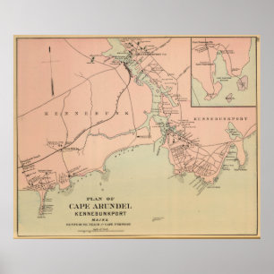  Keniaanse Kernhaven & Kaap Arundel ME Map (1894) Poster