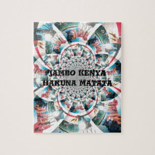 Keniaanse Tapestry Kaleidoscope Art Print Legpuzzel