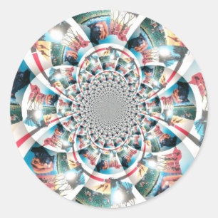 Keniaanse Tapestry Kaleidoscope Art Print Ronde Sticker