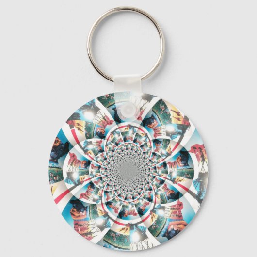 Keniaanse Tapestry Kaleidoscope Art Print Sleutelhanger (Voorkant)