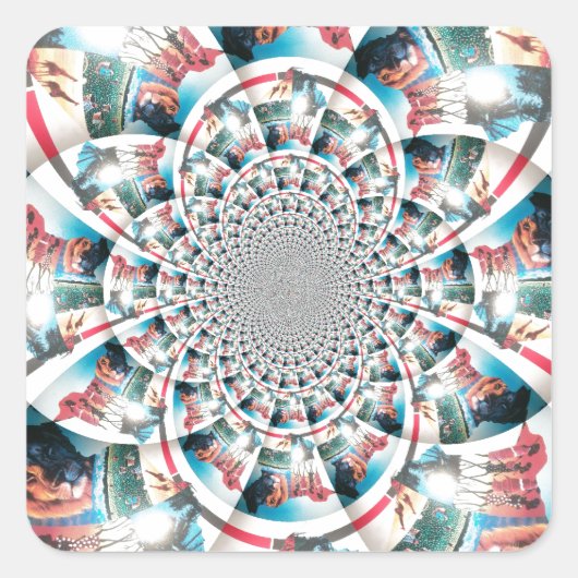 Keniaanse Tapestry Kaleidoscope Art Print Vierkante Sticker (Voorkant)