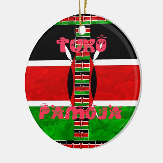 Keniaanse vlag: Tuko Pamoja - Unity Art Design Keramisch Ornament (Links)