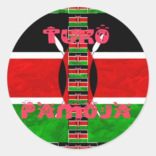 Keniaanse vlag: Tuko Pamoja - Unity Art Design Ronde Sticker (Voorkant)