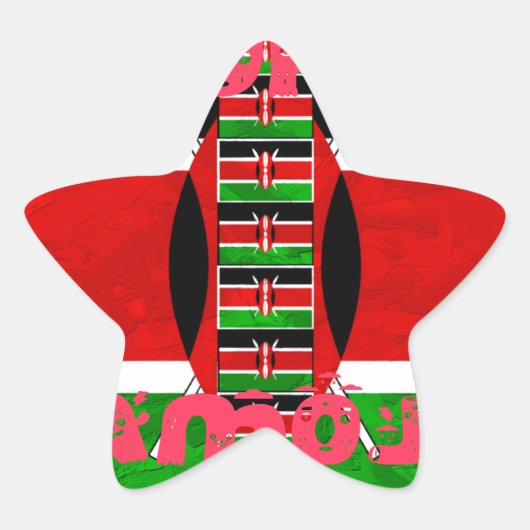 Keniaanse vlag: Tuko Pamoja - Unity Art Design Ster Sticker (Voorkant)