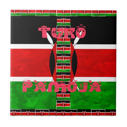Keniaanse vlag: Tuko Pamoja - Unity Art Design Tegeltje (Voorkant)