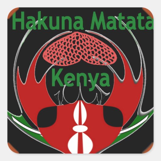 Keniaanse vlindervlag - Hakuna Matata Patriotic Vierkante Sticker (Voorkant)