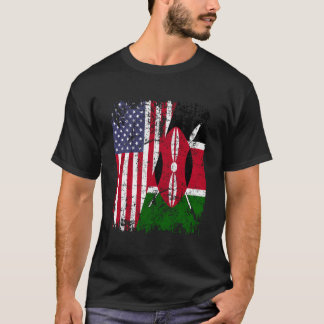 Keniaanse wortels Half Amerikaanse vlag Kenia T-shirt