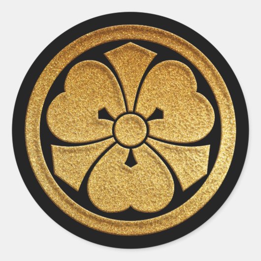 Kenkatabami Kamon in Gold Seal Ronde Sticker (Voorkant)