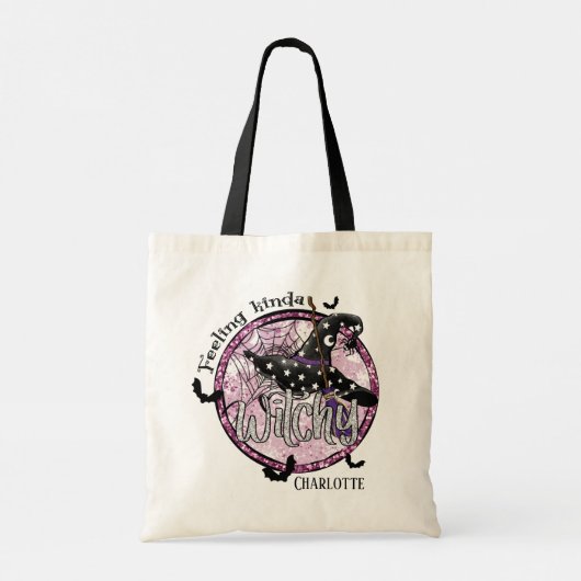 Kenmerken Kinda Witchy Glitter Halloween Tote Bag (Achterkant)
