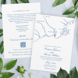 Kennebunkport All-in-One QR-code RSVP Bruiloft Kaart