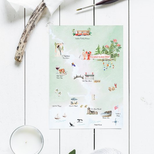 Kennebunkport Maine | Carte Mariage illustrée