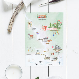 Kennebunkport Maine   Geïllustreerde trouwkaart Kaart