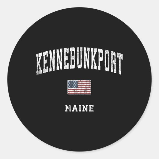 Kennebunkport Maine Me Amerikaanse vlag Sport Ronde Sticker (Voorkant)