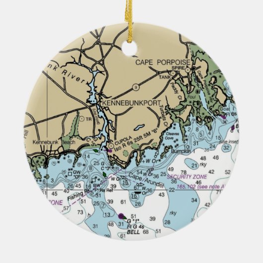 Kennebunkport Maine Nautical Chart Keramisch Ornament (Achterkant)