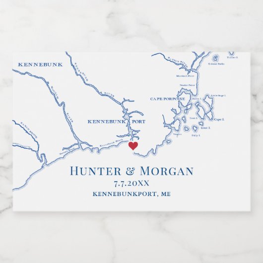 Kennebunkport Maine Wedding Mini Fles Sparkling Wijnetiket (Enkel label)