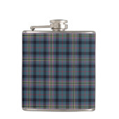 Kennedy Clan Ancient Tartan Blauwgroen Blauw Plaid Heupfles (Voorkant)