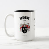 Kennedy Family Crest, Vertaling & Betekenis Tweekleurige Koffiemok (Links)