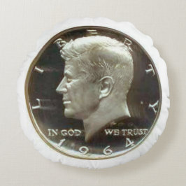 Kennedy Half Dollar Coin Round Pillow. Rond Kussen