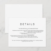 KENNEDY Moderne Minimalistische Huwelijksdetailska Kaart (Voorkant / Achterkant)