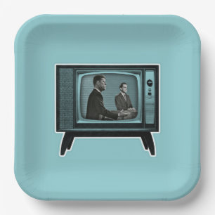 Kennedy Nixon 1960 TV Debate Papieren Bordje